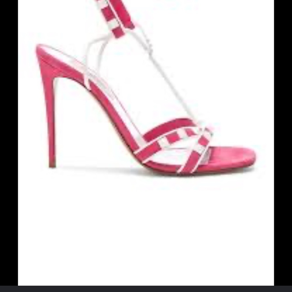Valentino Pink and White Strappy Stiletto Sandals